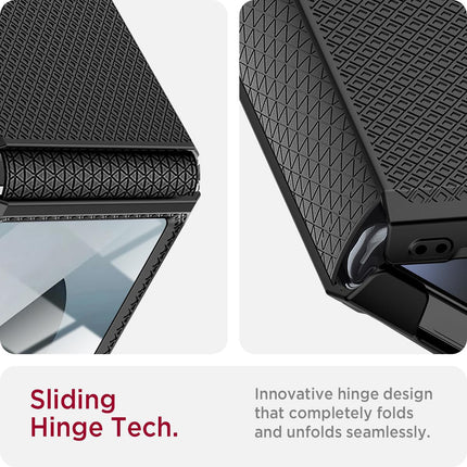 Mobizang Textured Grip Hinge Protection Back Cover for Samsung Galaxy Z Flip6 / Z Flip 6 | with [Inbuilt Glass] Full Body Shockproof Hard Back Case (Black)