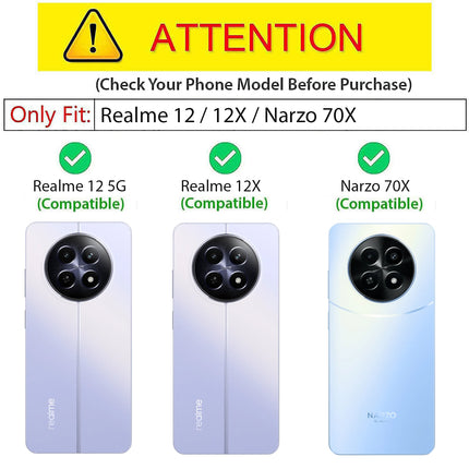 Mobizang Matte Protective Lens Flexible Back Cover for Realme 12 / 12X / Narzo 70X (5G) | Slim Silicone with Soft Lining Shockproof Full Body Bumper Case (Black)