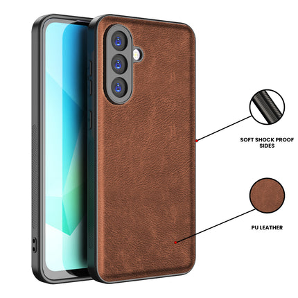 Mobizang Tux Leather Back Cover for Samsung Galaxy A56 | Slim Shockproof Camera Protection Bumper Case (Brown)