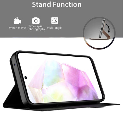 Mobizang Noble Slim Magnetic Leather Flip Case Cover for Samsung Galaxy A55 (5G) | Card Holder Stand Flip Wallet Case (Black)