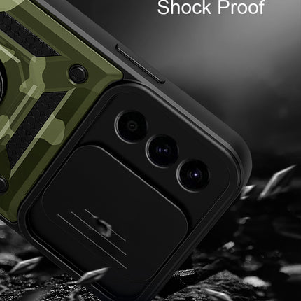 Mobizang Tank Back Cover for Samsung Galaxy A36 | Inbuilt Ring + Slider Shockproof Lens Protection Bumper Back Case (Green)
