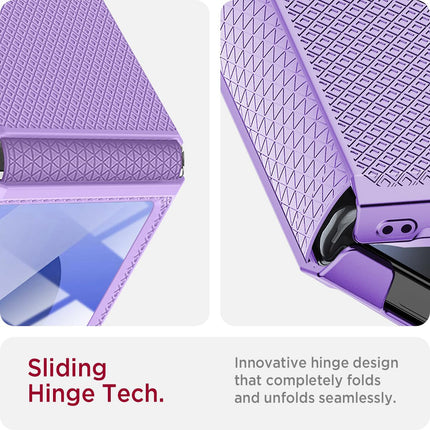 Mobizang Textured Grip Hinge Protection Back Cover for Samsung Galaxy Z Flip5 / Z Flip 5 | with [Inbuilt Glass] Full Body Shockproof Hard Back Case (Purple)