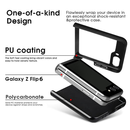 Mobizang Tux Leather Back Cover for Samsung Galaxy Z Flip 6 | Slim Shockproof Camera Protection Bumper Case (Blue)