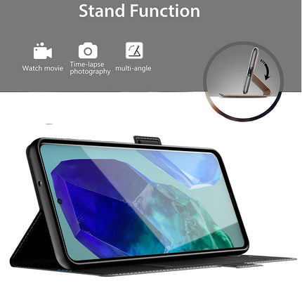 Mobizang Noble Slim Magnetic Leather Flip Case Cover for Samsung Galaxy M35 (5G) | Card Holder Stand Flip Wallet Case (Black)