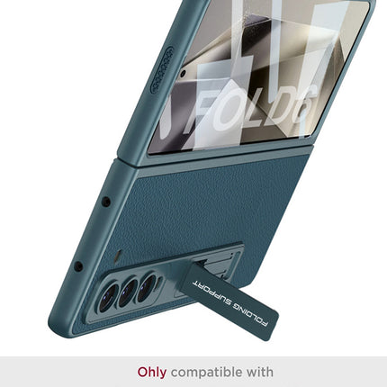 Mobizang Leather Case for Samsung Galaxy Z Fold 6 | Inbuilt Stand Hybrid Back Cover (Greygreen)