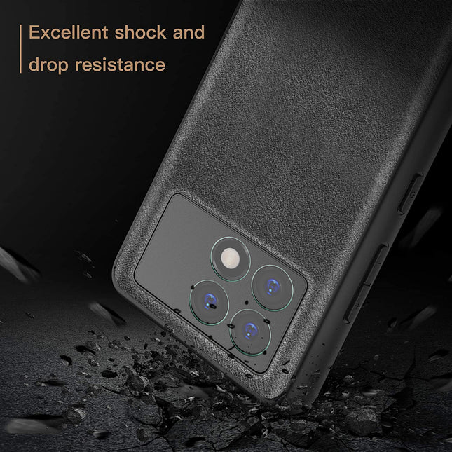 Kapa Tux Leather Back Cover for Poco X6 PRO | Slim Shockproof Camera Protection Bumper Case (Black)