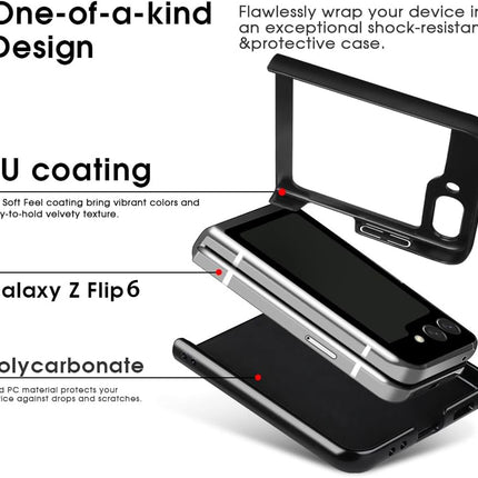 Mobizang Tux Leather Back Cover for Samsung Galaxy Z Flip 6 | Slim Shockproof Camera Protection Bumper Case (Black)