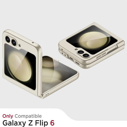 Mobizang Ultra Thin Back Case for Samsung Galaxy Flip6 / Z Flip 6 | with [Inbuilt Glass] Full Body Protection Hard Back Cover (Titanium)