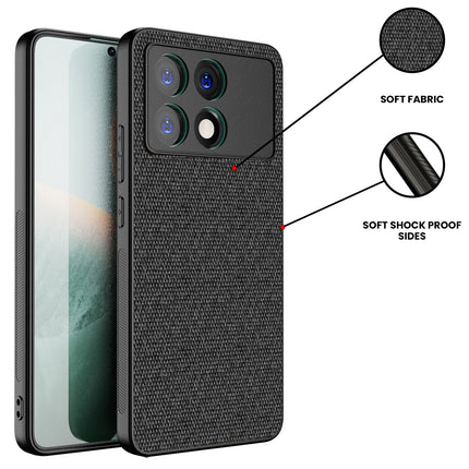 Mobizang Soft Full Fabric Protective Back Case Cover for Poco X6 Pro | Shockproof Slim Hard Anti Slip Back Case (Black)