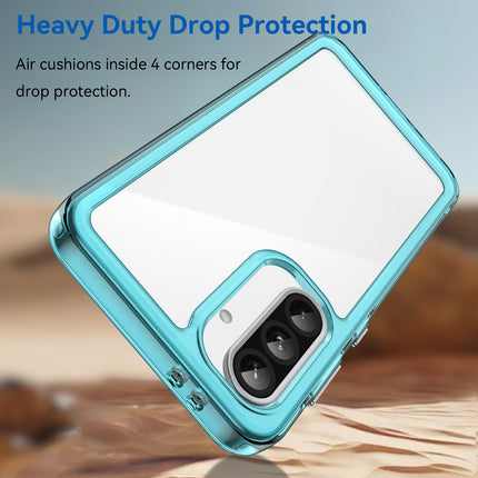 Mobizang Unicorn Acrylic Clear Back Cover For Samsung Galaxy A56 | Slim Shockproof [Military Grade Protection] Hybrid Bumper Case (Blue Sides)