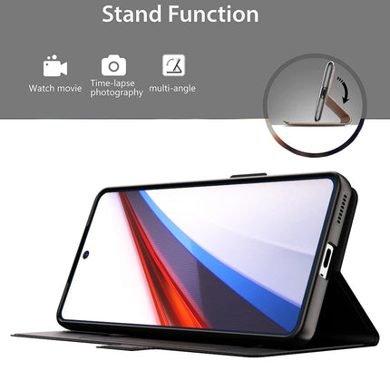 Mobizang Noble Slim Magnetic Leather Flip Case Cover for Iqoo 12 | Card Holder Stand Flip Wallet Case (Black)
