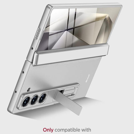 Mobizang Magnetic Hinge With Inbuilt Stand Case for Samsung Galaxy Z Fold 6 | Shockproof Stand Hybrid Bumper Back Cover (Silver)