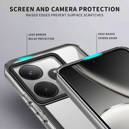 Mobizang Warrior Acrylic Clear Back Cover For Realme GT 6 / GT 6T | Slim Shockproof [Military Grade Protection] Hybrid Bumper Case (Transparent Sides)