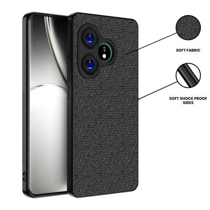Mobizang Soft Full Fabric Protective Back Case Cover for Realme GT 6 / GT 6T | Shockproof Slim Hard Anti Slip Back Case (Black)