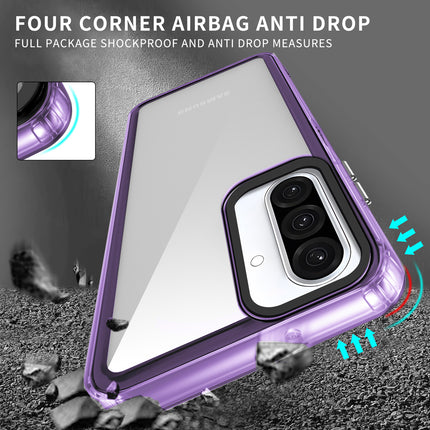 Mobizang Warrior Acrylic Clear Back Cover For Samsung Galaxy A36 | Slim Shockproof [Military Grade Protection] Hybrid Bumper Case (Purple Sides)
