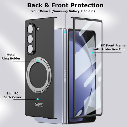 Mobizang Ultra Thin Magsafe Ring Back Case for Samsung Galaxy Z Fold 6 | Shockproof Slim Hard Protective Cover (Black)