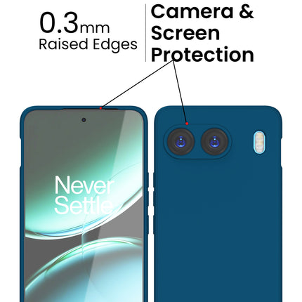 Mobizang Matte Protective Lens Flexible Back Cover for OnePlus Nord 4 | Slim Silicone with Soft Lining Shockproof Full Body Bumper Case (Blue)