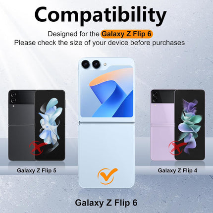 Mobizang 9H Glass Back Case for Samsung Galaxy Z Flip6 / Z Flip 6,Ultra Thin Full Body Protection Folding Hard Back Cover, Design Flower