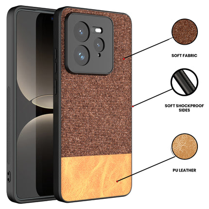 Mobizang Soft Fabric & Leather Hybrid Protective Back Cover for Realme GT 7 PRO | Shockproof Slim Hard Anti Slip Back Case (Brown)