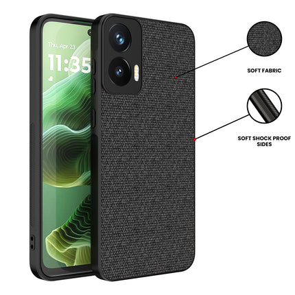 Mobizang Soft Full Fabric Protective Back Case Cover for Moto G35 | Shockproof Slim Hard Anti Slip Back Case (Black)