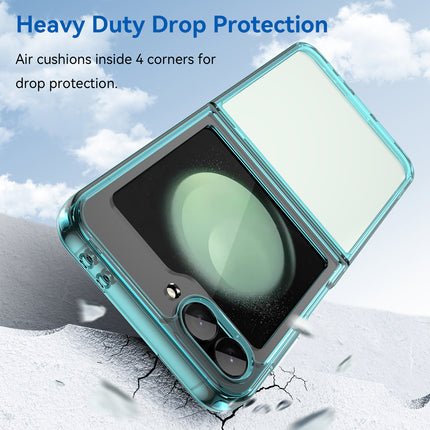 Mobizang Unicorn Acrylic Clear Back Cover For Samsung Galaxy Z Flip 6 | Slim Shockproof [Military Grade Protection] Hybrid Bumper Case (Blue Sides)