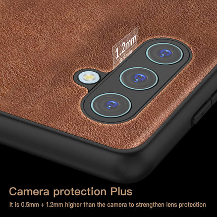 Mobizang Tux Leather Back Cover for Samsung Galaxy M35 (5G) | Slim Shockproof Camera Protection Bumper Case (Brown)