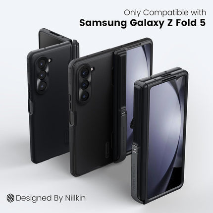 Nillkin Case For Samsung Galaxy Z Fold 5 | Hinge Protection, Hidden Kickstand & Metal Camera Lens Protector, Slim Fit Protective Phone Back Cover for Z Fold 5 (Black)