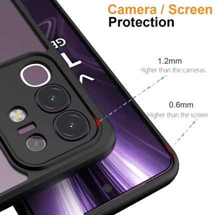 Mobizang Hawkeye Clear Back Cover for Vivo T4X 5G | Camera Lens Protector Shockproof Slim Clear Case Cover (Black Sides)