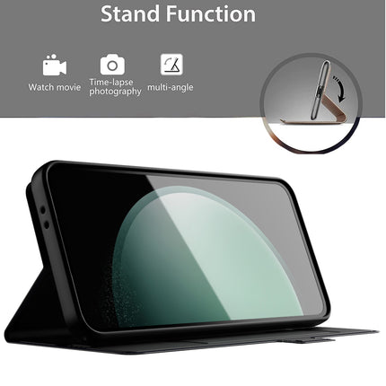 Mobizang Noble Slim Magnetic Leather Flip Case Cover for Samsung Galaxy S24 FE | Card Holder Stand Flip Wallet Case (Black)