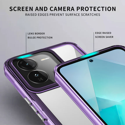 Mobizang Warrior Acrylic Clear Back Cover For IQOO Z9 | Slim Shockproof [Military Grade Protection] Hybrid Bumper Case (Purple Sides)