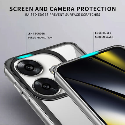 Mobizang Warrior Acrylic Clear Back Cover For Poco F6 (5G) | Slim Shockproof [Military Grade Protection] Hybrid Bumper Case (Clear Sides)