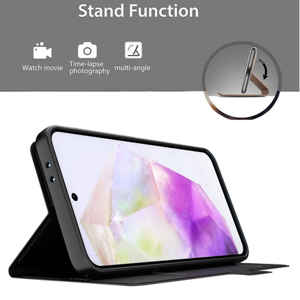 Mobizang Noble Slim Magnetic Leather Flip Case Cover for Samsung Galaxy A16 | Card Holder Stand Flip Wallet Case (Black)