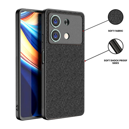 Mobizang Soft Full Fabric Protective Back Case Cover for Poco X6 Neo (5G) | Shockproof Slim Hard Anti Slip Back Case (Black)