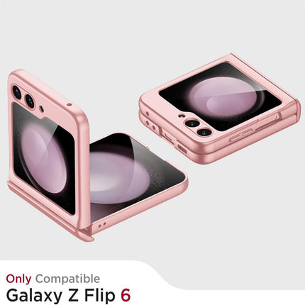 Mobizang Ultra Thin Back Cover for Galaxy Z Flip6 / Z Flip 6 | With [Magnetic Hinge Protection] and Inbuilt Glass Window Protection (Pink)