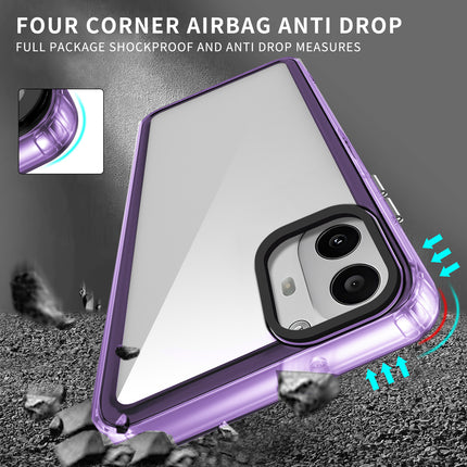 Mobizang Warrior Acrylic Clear Back Cover For Nothing CMF Phone 1 | Slim Shockproof [Military Grade Protection] Hybrid Bumper Case (Purple Sides)