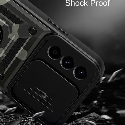 Mobizang Tank Back Cover for Samsung Galaxy A56 | Inbuilt Ring + Slider Shockproof Lens Protection Bumper Back Case (Black)