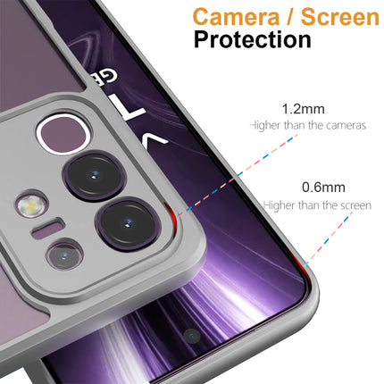 Mobizang Hawkeye Clear Back Cover for Vivo T4X 5G | Camera Lens Protector Shockproof Slim Clear Case Cover (Grey Sides)