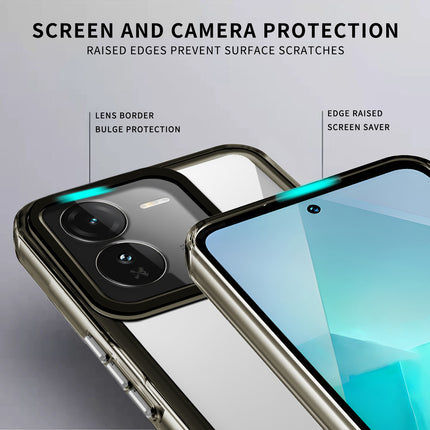 Mobizang Warrior Acrylic Clear Back Cover For IQOO Z9 | Slim Shockproof [Military Grade Protection] Hybrid Bumper Case (Grey Sides)