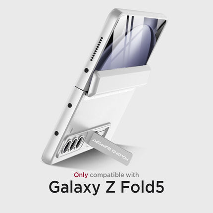 Mobizang Magnetic Hinge With Inbuilt Stand Case for Samsung Galaxy Z Fold 5 | Shockproof Stand Hybrid Bumper Back Cover (Silver)