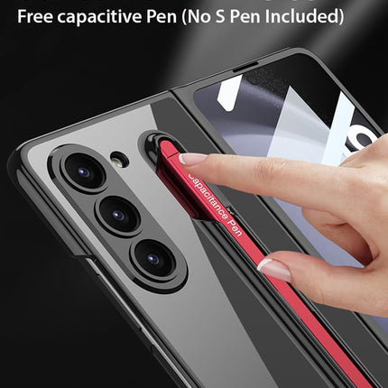 Mobizang Phantom Contrast Case for Samsung Galaxy Z Fold 6 | Inbuilt S-Pen Holder Hybrid Back Cover (Black with Red Pen)