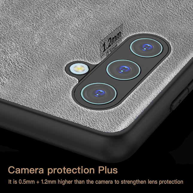 Mobizang Tux Leather Back Cover for Samsung Galaxy M35 (5G) | Slim Shockproof Camera Protection Bumper Case (Grey)