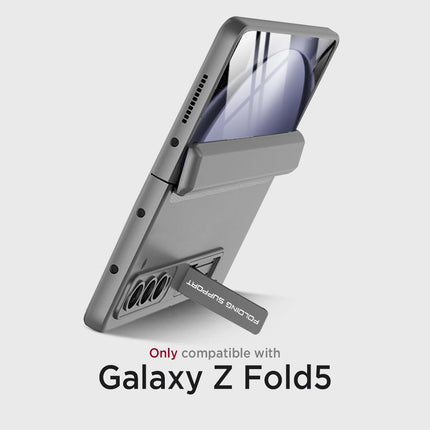 Mobizang Magnetic Hinge With Inbuilt Stand Case for Samsung Galaxy Z Fold 5 | Shockproof Stand Hybrid Bumper Back Cover (Grey)