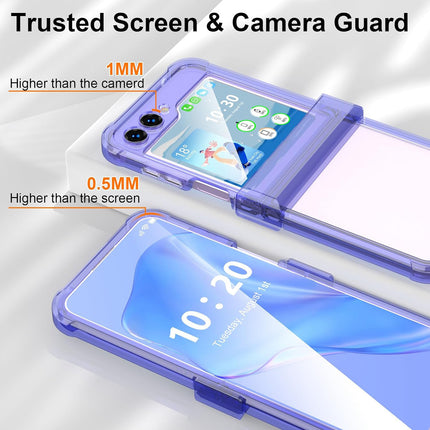 Mobizang Clear Airbag with Hinge Protection Back Case for Samsung Galaxy Flip6 / Z Flip 6 | Transparent Shockproof Slim Hard Protective Cover (Purple)