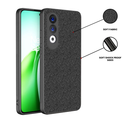 Mobizang Soft Full Fabric Protective Back Case Cover for OnePlus Nord CE4 | Shockproof Slim Hard Anti Slip Back Case (Black)