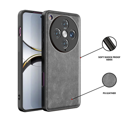 Mobizang Tux Leather Back Cover for Oppo Find X8 Pro | Slim Shockproof Camera Protection Bumper Case (Grey)