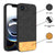 Mobizang Soft Fabric & Leather Hybrid Protective Back Cover for Apple iPhone 16E | Shockproof Slim Hard Anti Slip Back Case (Black,Brown)