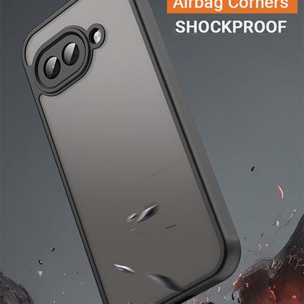 Mobizang Shield Frosted Acrylic Back Shock Proof Case Cover for Google Pixel 9A (Black)