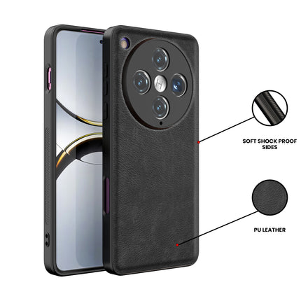 Mobizang Tux Leather Back Cover for Oppo Find X8 Pro | Slim Shockproof Camera Protection Bumper Case (Black)
