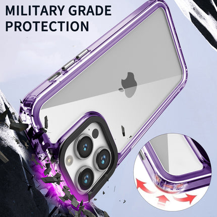 Mobizang Warrior Acrylic Clear Back Cover For Apple iPhone 16 Pro | Slim Shockproof [Military Grade Protection] Hybrid Bumper Case (Purple Sides)