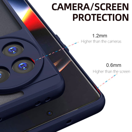 Mobizang Hawkeye Clear Back Cover for OnePlus 11R | Camera Lens Protector Shockproof Slim Clear Case Cover (Blue Sides)